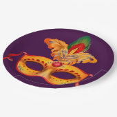Venicianのマスクの仮面舞踏会の覆われたパーティー ペーパープレート (アングル)