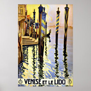 Veniseとle Lidoイタリアのヴィンテージ旅行 ポスター