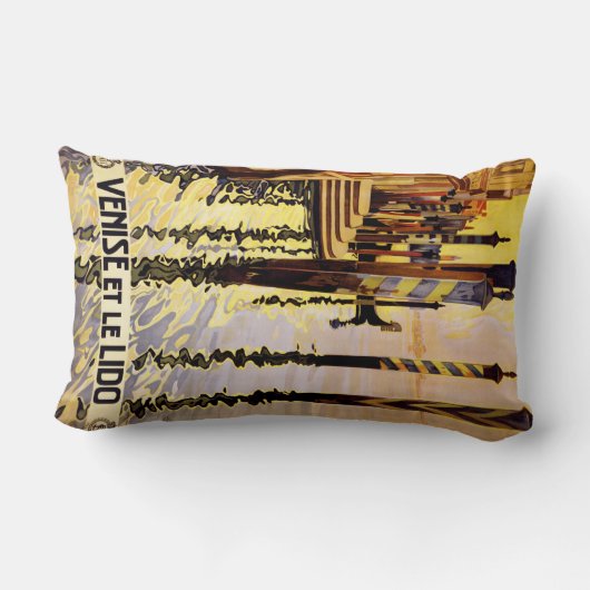 "Veniseとle Lido"イタリアのヴィンテージ旅行枕 ランバークッション (裏面)