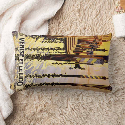 "Veniseとle Lido"イタリアのヴィンテージ旅行枕 ランバークッション (ブランケット)