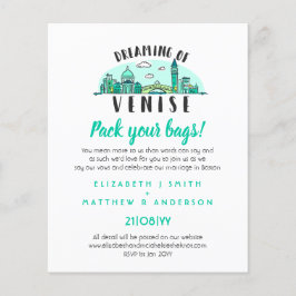 VENISEの結婚手描きスカイラインモダン招待状