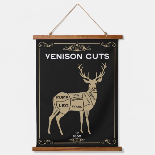Venison Butcher Meat Cut 吊り下げ型タペストリー (正面)