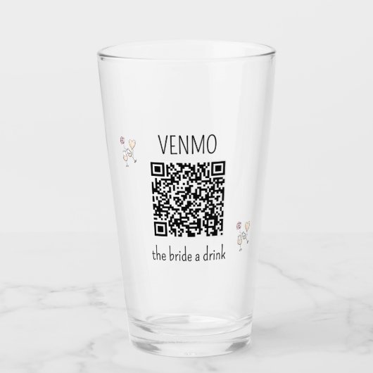 VENMOで花嫁に乾杯のQRコード バチェロレッテパーティー タンブラーグラス (正面)