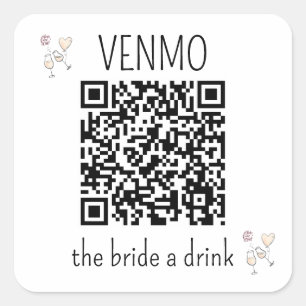 VENMOで花嫁に乾杯 QRコード バチェロレッテパーティー スクエアシール