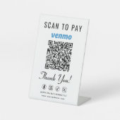 Venmoスキャンで支払うQRコード卓上サイン 台座サイン (正面)