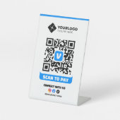Venmoロゴ スキャンして支払うQRコード決済 台座サイン (正面)