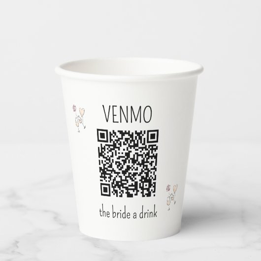 VENMO新婦AドリンクQRコードバチェロレッテ 紙コップ (正面)