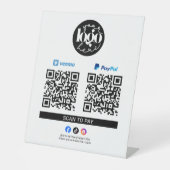 Venmo と PayPal のビジネスロゴ QRコードをスキャンして支払う 台座サイン (正面)