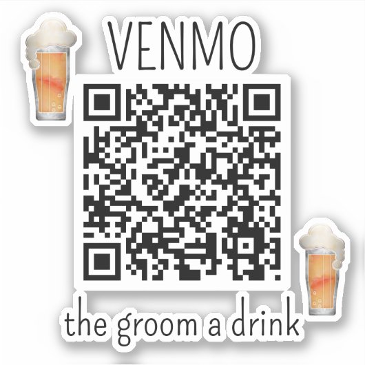 VENMO 新郎に乾杯 QRコード バチェラーパーティー シール (正面)