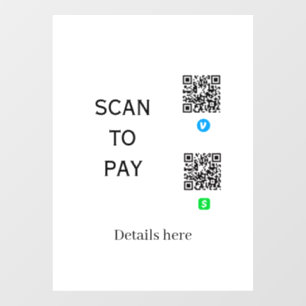 Venmo CashAppのQRコード詳細をここにスキャン ウィンドウサイン
