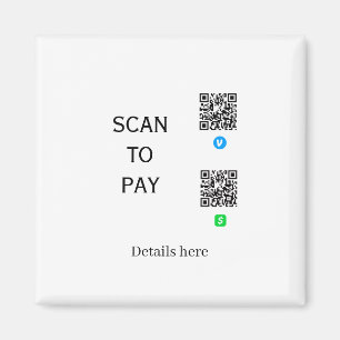 Venmo Cashapp QRコードの詳細はこちらをスキャンして支払う マグネット