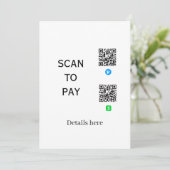 Venmo CashApp QRコードの詳細をここにスキャン 招待状 (スタンド正面)