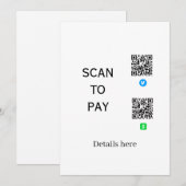 Venmo CashApp QRコードの詳細をここにスキャン 招待状 (正面/裏面)