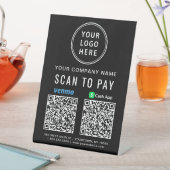 Venmo CashApp QRコードブラックを支払うロゴスキャン 台座サイン (インサイチュ)