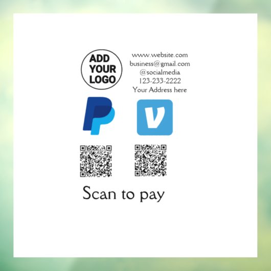 Venmo paypalスキャンを支払う追加q rコードロゴ文字na ウィンドウサイン (シート3)