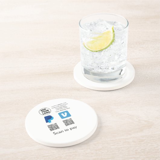 Venmo paypalスキャンを支払う追加q rコードロゴ文字na コースター (側面)
