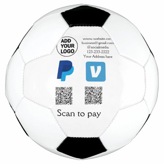 Venmo paypalスキャンを支払う追加q rコードロゴ文字na サッカーボール (正面)
