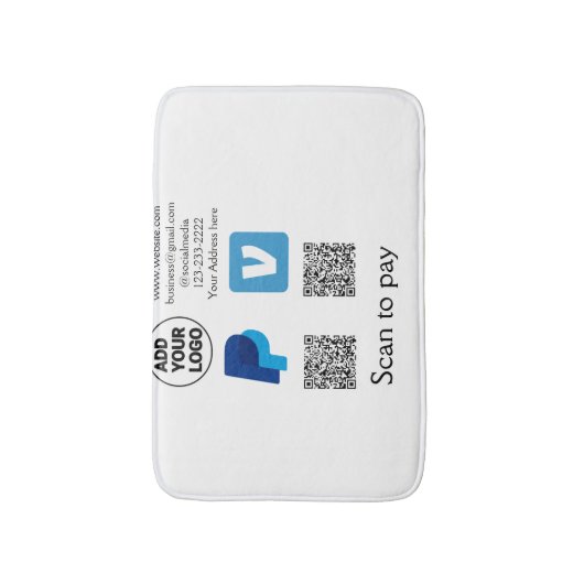 Venmo paypalスキャンを支払う追加q rコードロゴ文字na バスマット (正面縦)