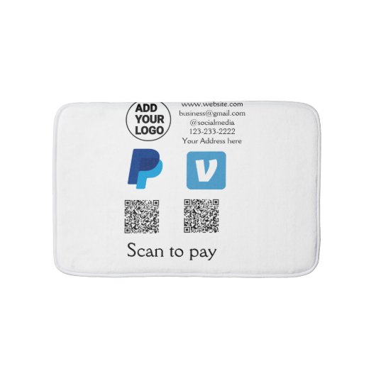 Venmo paypalスキャンを支払う追加q rコードロゴ文字na バスマット (正面)