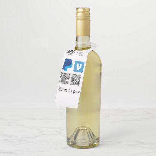 Venmo paypalスキャンを支払う追加q rコードロゴ文字na ボトルネックタグ (アングル)