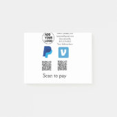Venmo paypalスキャンを支払う追加q rコードロゴ文字na ポストイット (正面)