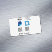 Venmo paypalスキャンを支払う追加q rコードロゴ文字na マグネット名刺 (インサイチュ)