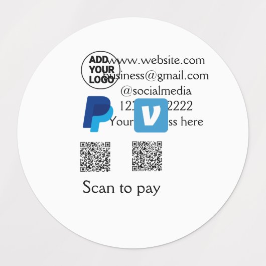 Venmo paypalスキャンを支払う追加q rコードロゴ文字na ラベル (デザイン2)