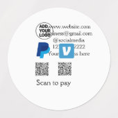 Venmo paypalスキャンを支払う追加q rコードロゴ文字na ラベル (デザイン1)