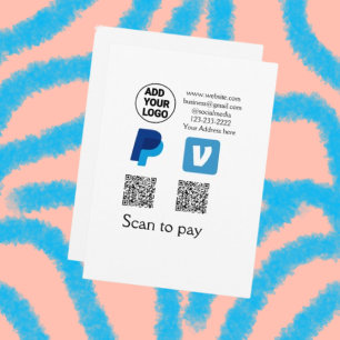 Venmo paypalスキャンを支払う追加q rコードロゴ文字na 招待状