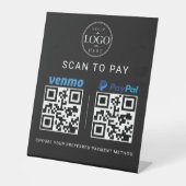 Venmo Paypal スキャン決済 テーブルディスプレイ 台座サイン (正面)