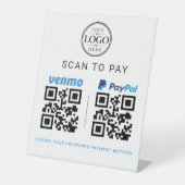 Venmo Paypal スキャン決済 テーブルディスプレイ 台座サイン (正面)