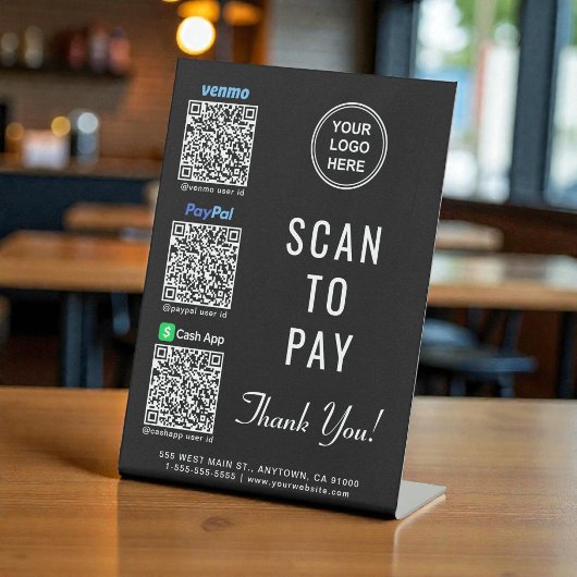 Venmo Paypal CashApp QRコード ロゴ スキャンで支払い 台座サイン