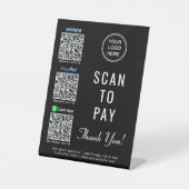 Venmo Paypal CashApp QRコード ロゴ スキャンで支払い 台座サイン (正面)