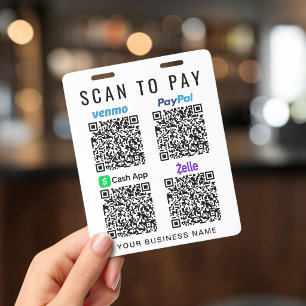 Venmo PayPal CashApp Zelle QRコード スキャンして支払う バッジ