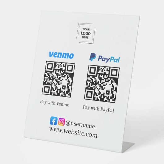Venmo PayPal QRコードスキャン決済スタンド看板 台座サイン (正面)