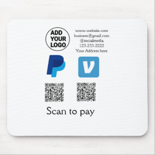 Venmo PayPal QRコードロゴテキスト名で支払う マウスパッド