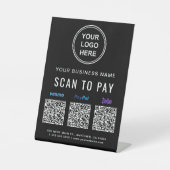 Venmo Paypal Zelle QRコードロゴ スキャンして支払う 台座サイン (正面)