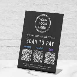 Venmo Paypal Zelle QRコードロゴ スキャンして支払う 台座サイン