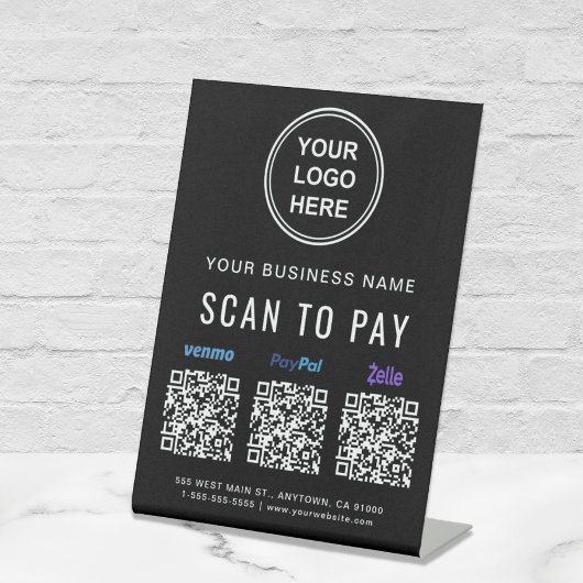 Venmo Paypal Zelle QRコードロゴ スキャンして支払う 台座サイン