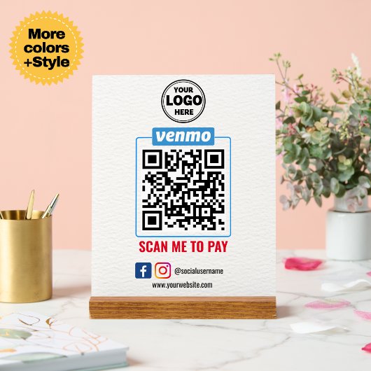 Venmo QRコードカスタムによる支払の合理化 アクリルサイン