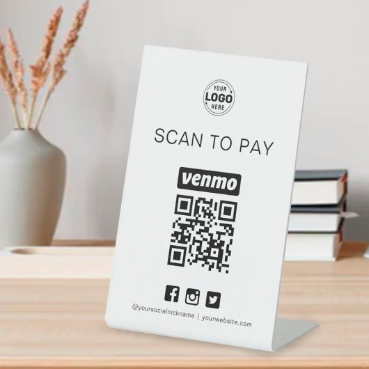 Venmo QRコードサインスキャンしてビジネスを支払う 台座サイン