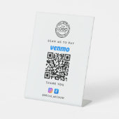 VENMO QRコードスキャンしてロゴのビジネスを支払う 台座サイン (正面)