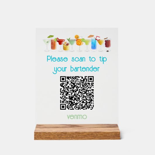 Venmo QRコードチップサイン| アクリルサイン (正面)