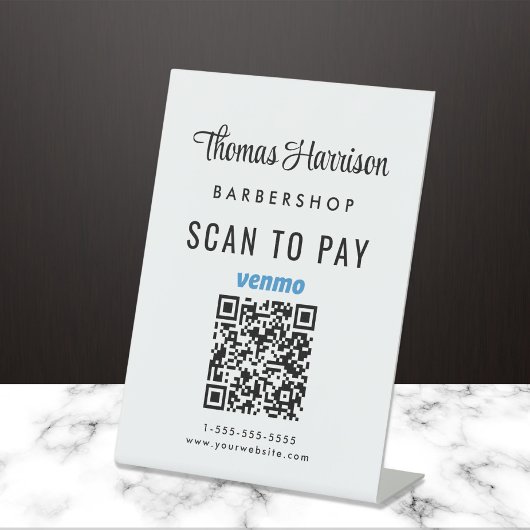Venmo QRコードビジネス用卓上サイン スキャンして支払う 台座サイン