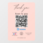 Venmo QRコードロゴありがとうお支払いにスキャン ウィンドウサイン (シート)