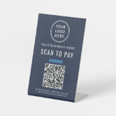 Venmo QRコードロゴ 青 SCAN TO PAY 台座サイン (正面)