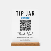 Venmo QRコード入りチップジャー 白 アクリルサイン (正面)