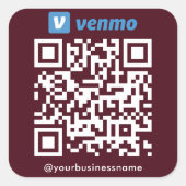 Venmo QRコード支払いスキャンしてBurgundyを支払う スクエアシール (正面)