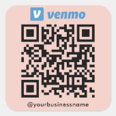 Venmo QRコード支払いスキャンを支払う赤面ピンク スクエアシール (正面)