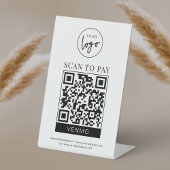 Venmo QRコード支払いミニマリストロゴスキャンを支払う 台座サイン